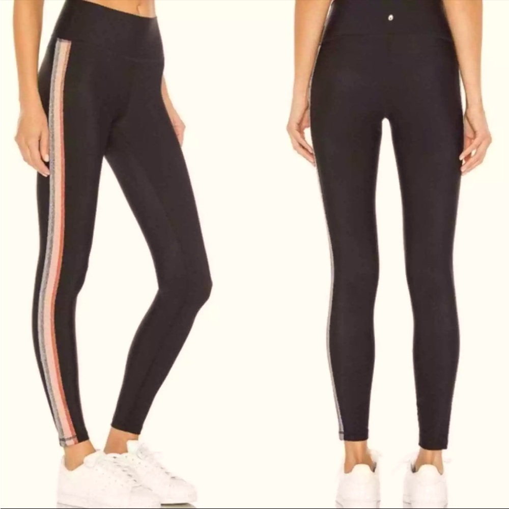 Spiritual Gangster Multi Color Glitter Side Stripe Black Legging XS
